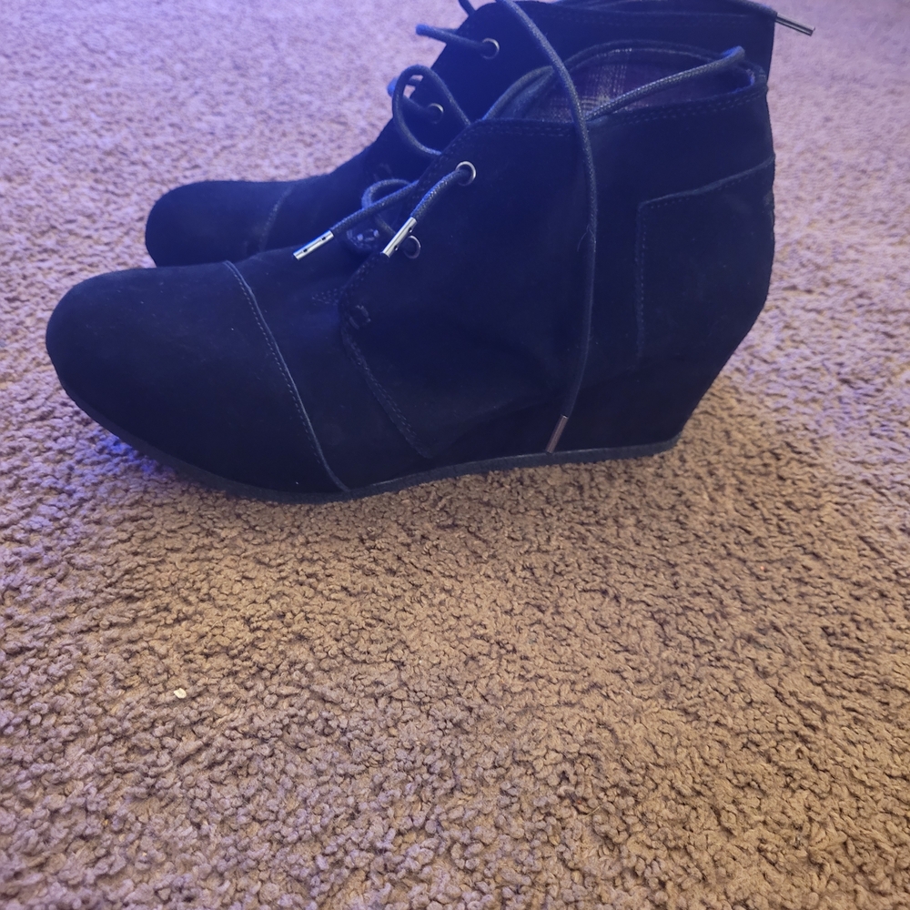 BOBS from Skechers Black Suede Wedges